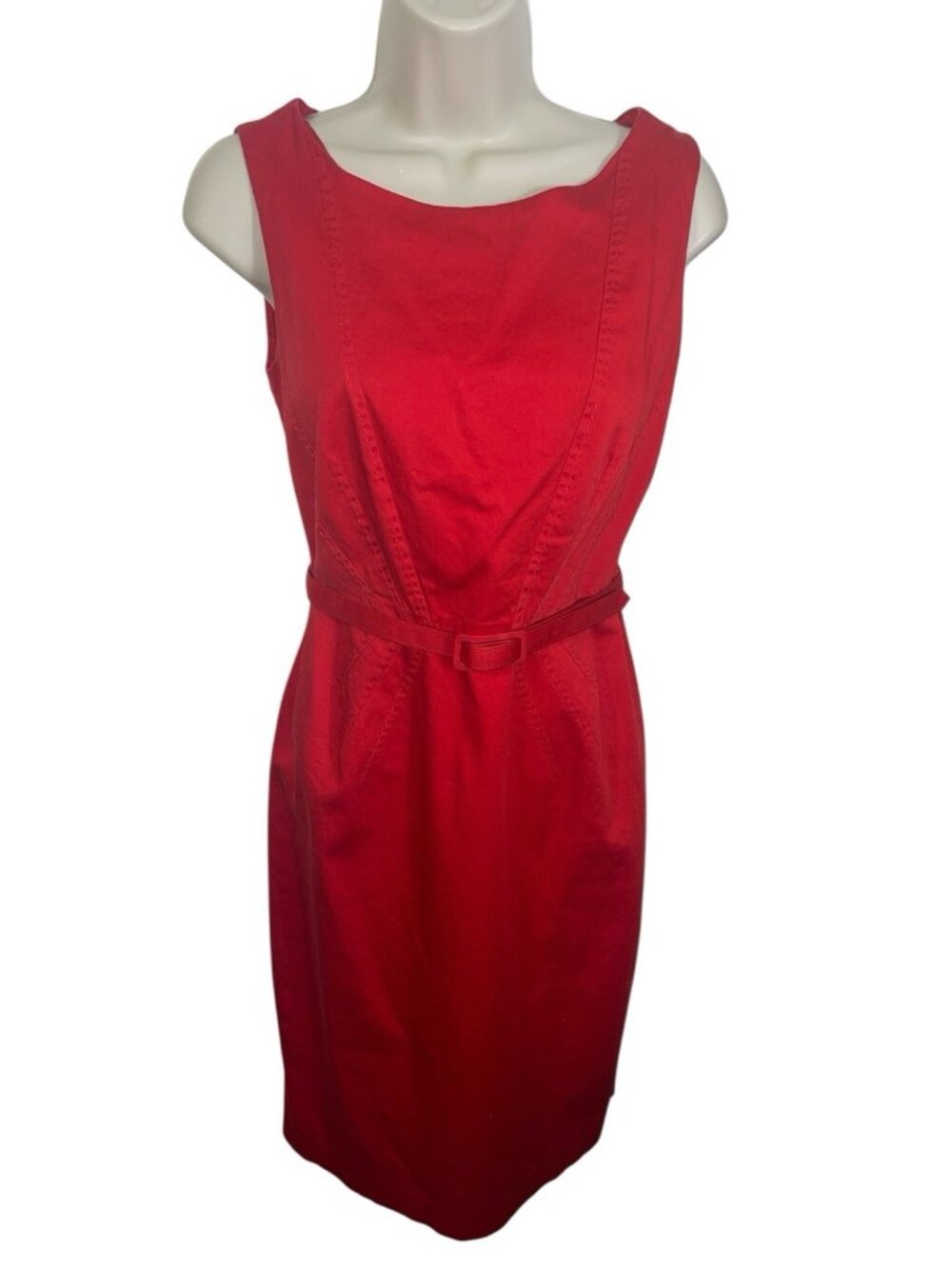 MARKS & SPENCER Women's Red Belted Sheath Dress Size UK 8 USA 4